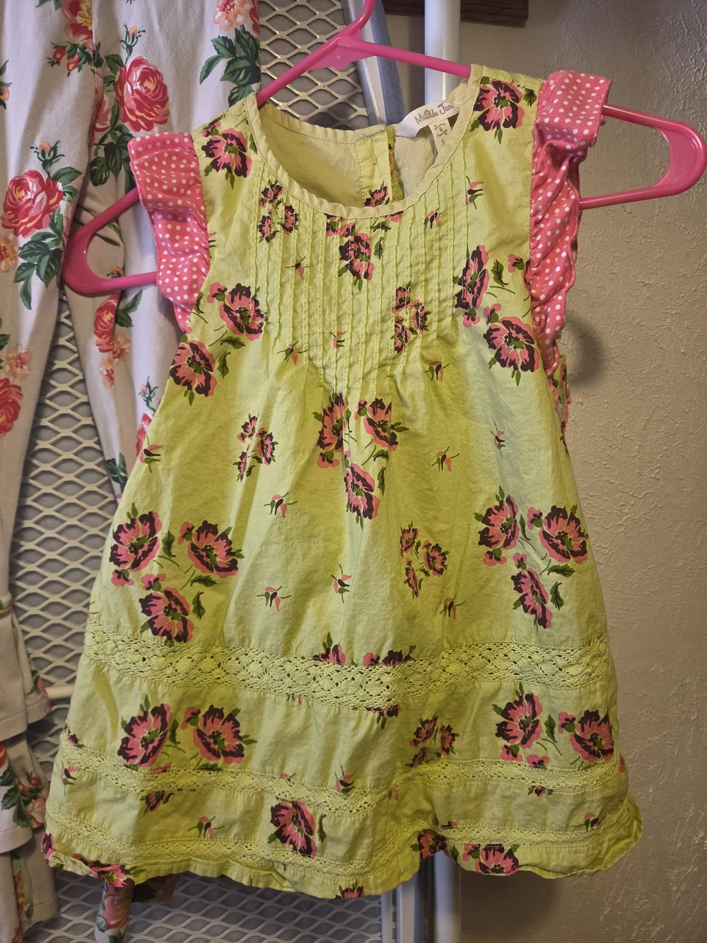 Matilda Jane Girls Floral Lime Green and Cream Matching Set